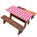 Pink And White Chevron Pattern Print Picnic Table Cover
