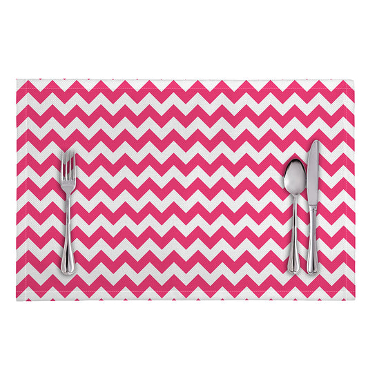Pink And White Chevron Pattern Print Placemat