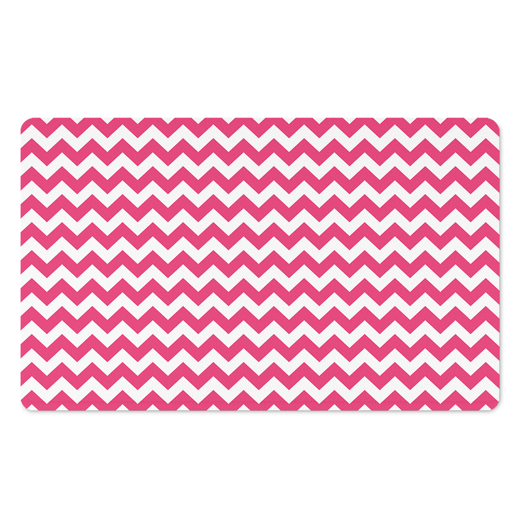 Pink And White Chevron Pattern Print Polyester Doormat
