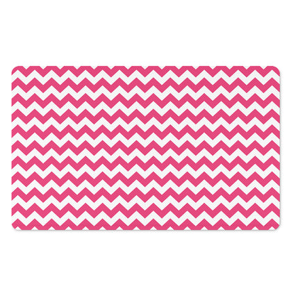 Pink And White Chevron Pattern Print Polyester Doormat