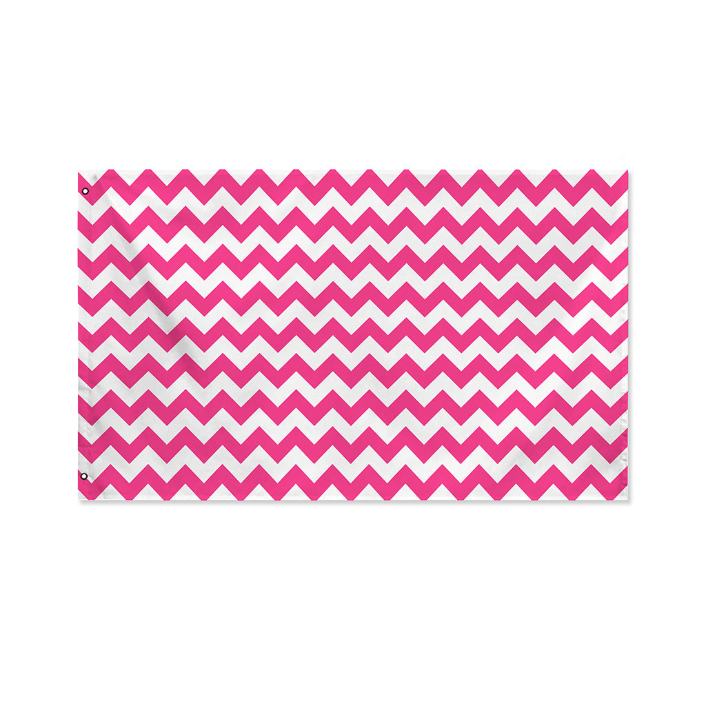 Pink And White Chevron Pattern Print Polyester Flag