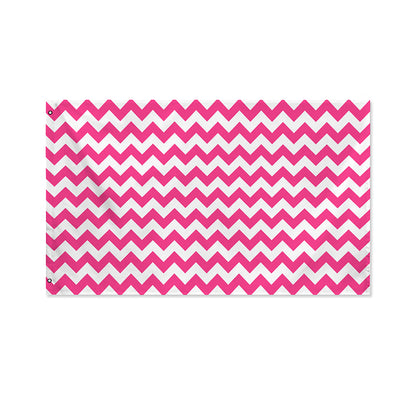Pink And White Chevron Pattern Print Polyester Flag