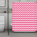 Pink And White Chevron Pattern Print Polyester Shower Curtain