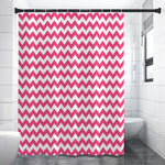 Pink And White Chevron Pattern Print Premium Shower Curtain