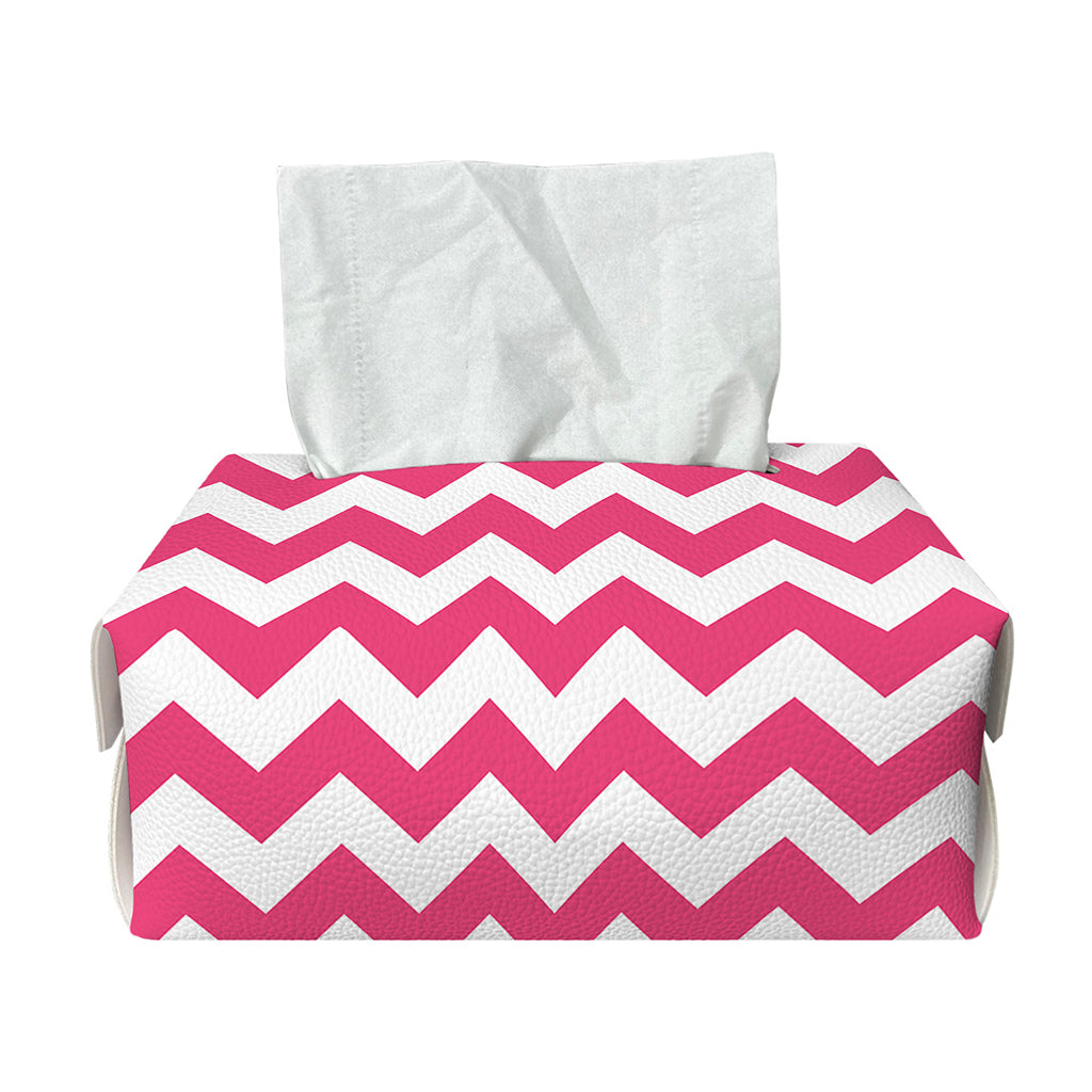 Pink And White Chevron Pattern Print Rectangle Tissue Box Cover