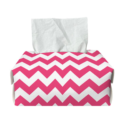 Pink And White Chevron Pattern Print Rectangle Tissue Box Cover