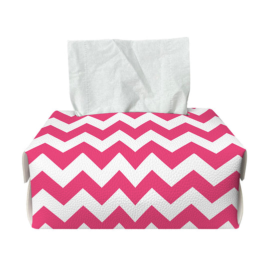 Pink And White Chevron Pattern Print Rectangle Tissue Box Cover
