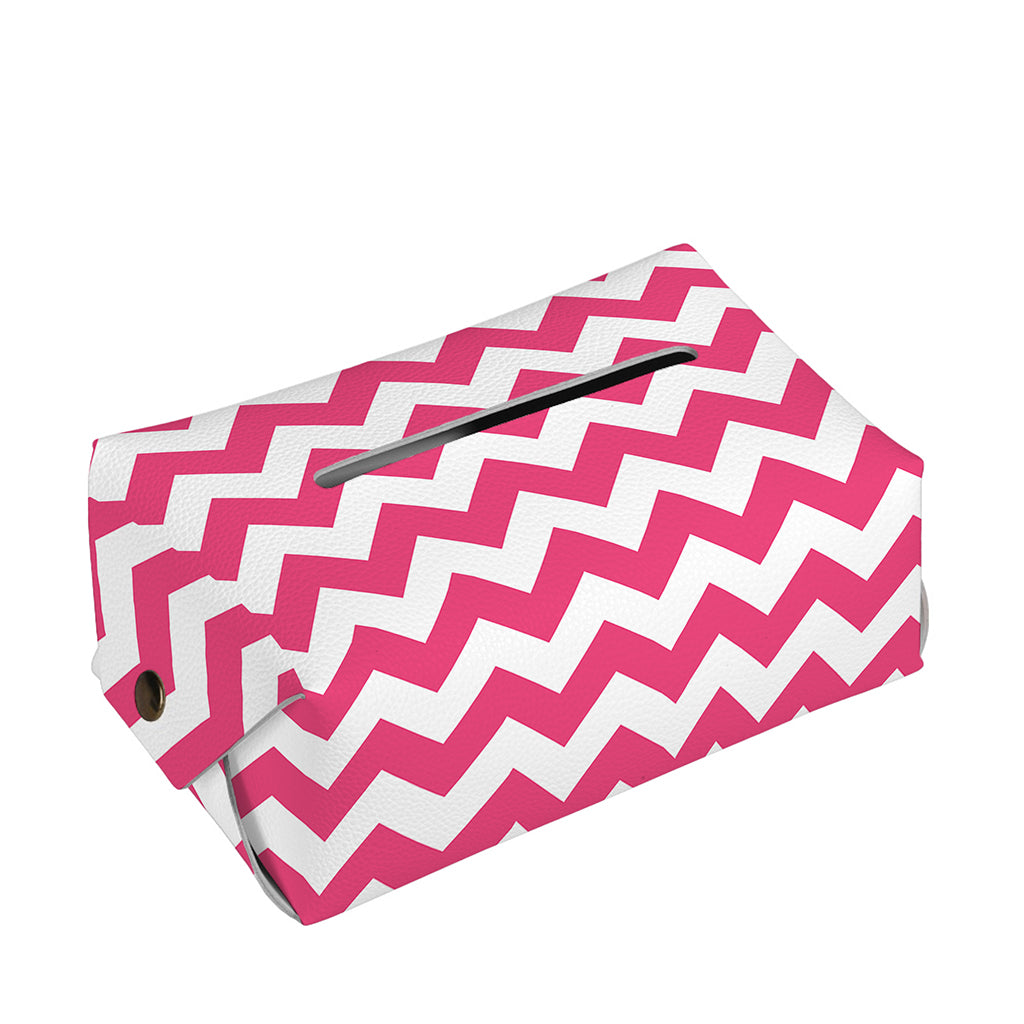 Pink And White Chevron Pattern Print Rectangle Tissue Box Cover