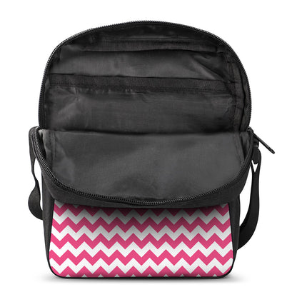Pink And White Chevron Pattern Print Rectangular Crossbody Bag