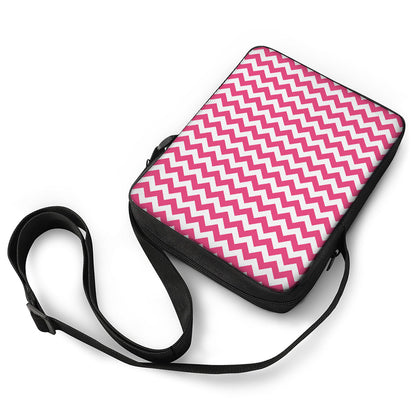 Pink And White Chevron Pattern Print Rectangular Crossbody Bag