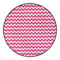Pink And White Chevron Pattern Print Round Floor Mat
