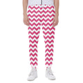 Pink And White Chevron Pattern Print Joggers