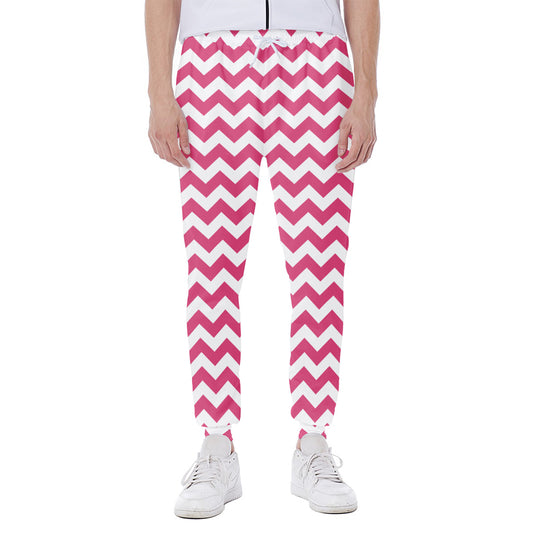 Pink And White Chevron Pattern Print Scuba Joggers