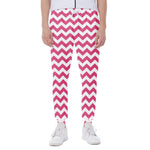 Pink And White Chevron Pattern Print Scuba Joggers