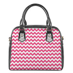 Pink And White Chevron Pattern Print Shoulder Handbag