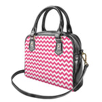 Pink And White Chevron Pattern Print Shoulder Handbag