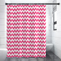 Pink And White Chevron Pattern Print Shower Curtain