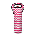 Pink And White Chevron Pattern Print Single Neoprene Wine Tote