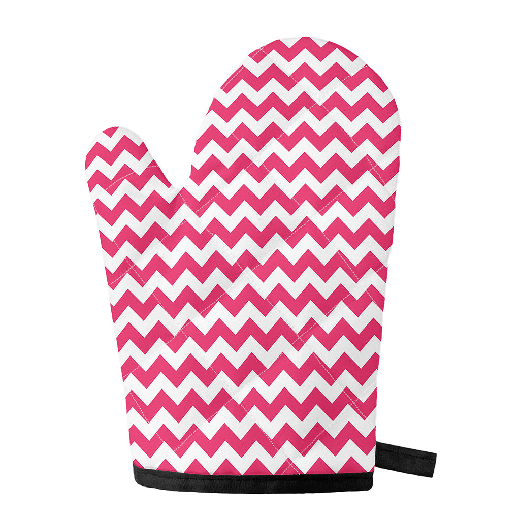 Pink And White Chevron Pattern Print Single Oven Mitt