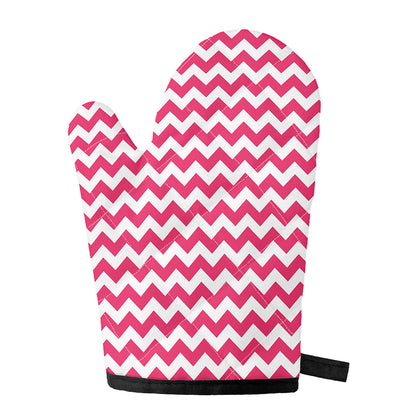 Pink And White Chevron Pattern Print Single Oven Mitt