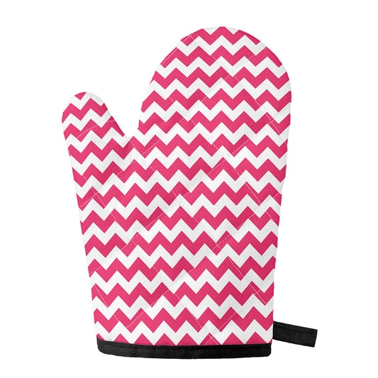 Pink And White Chevron Pattern Print Single Oven Mitt