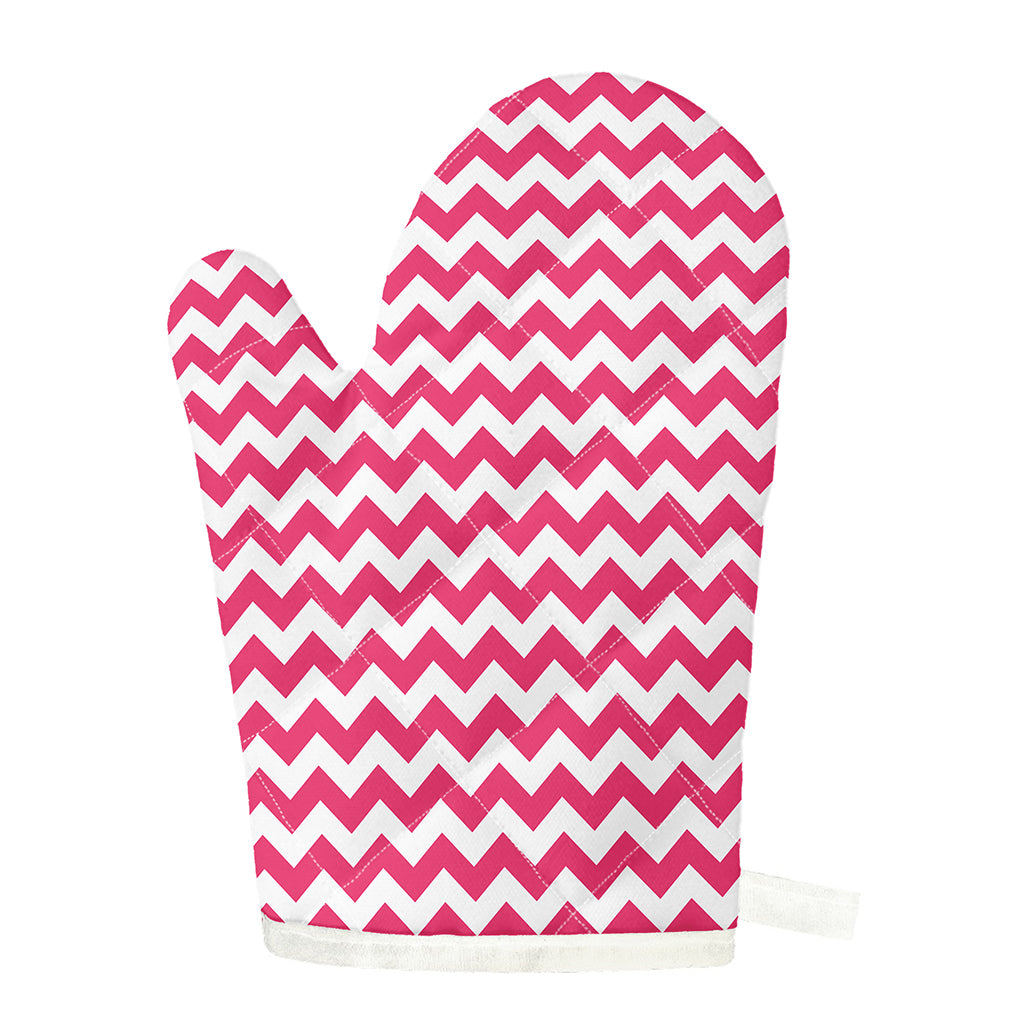 Pink And White Chevron Pattern Print Single Oven Mitt