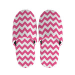 Pink And White Chevron Pattern Print Slippers