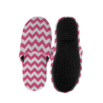 Pink And White Chevron Pattern Print Slippers