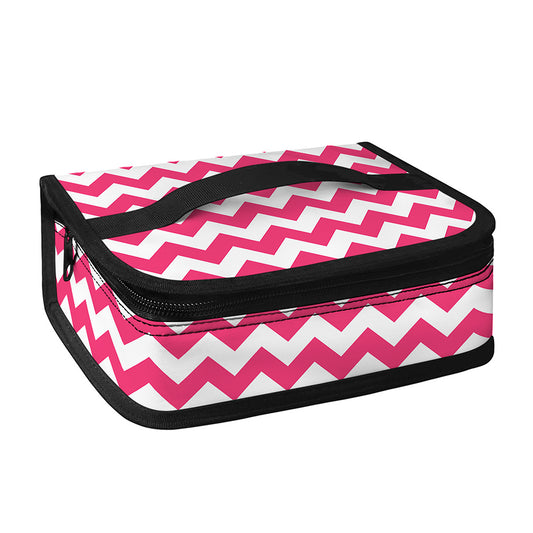 Pink And White Chevron Pattern Print Small Lunch Bag