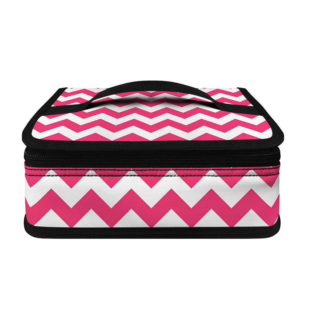 Pink And White Chevron Pattern Print Small Lunch Bag