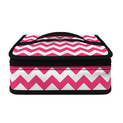 Pink And White Chevron Pattern Print Small Lunch Bag