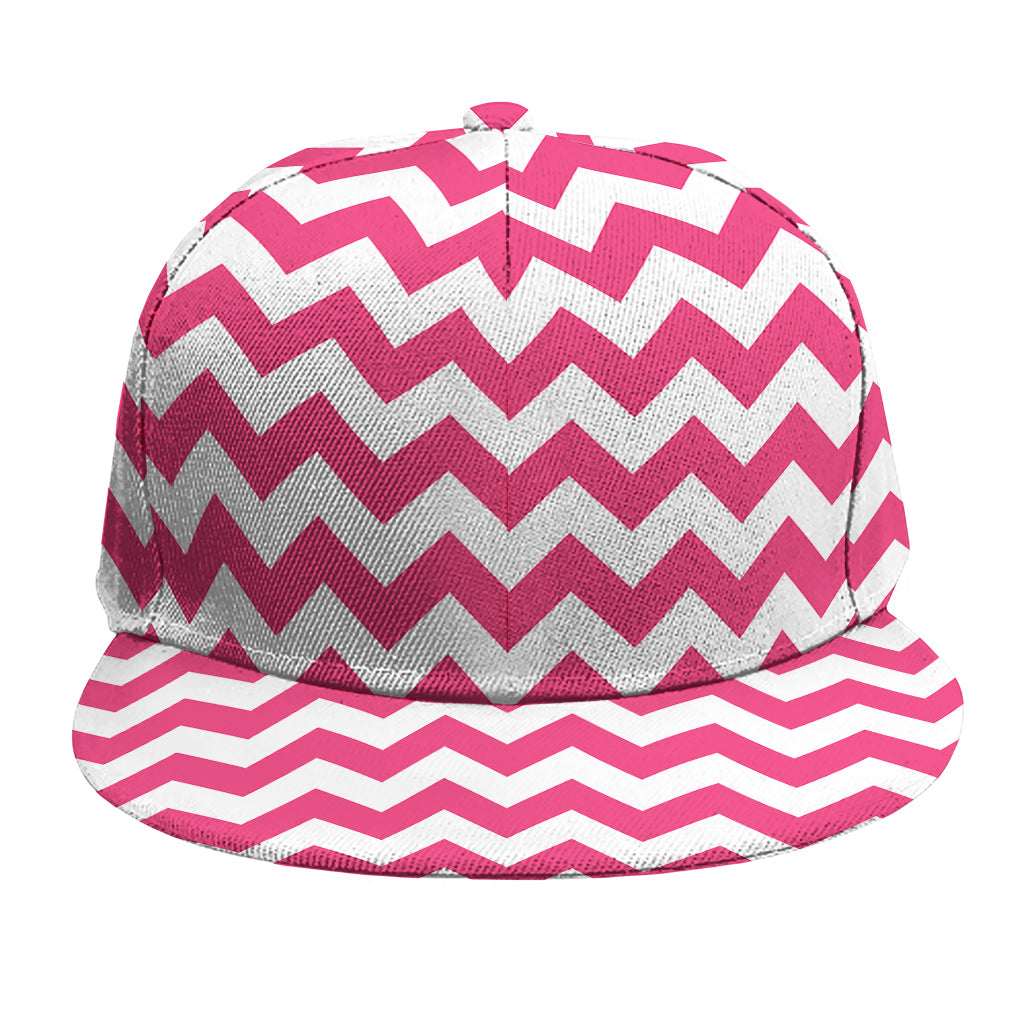 Pink And White Chevron Pattern Print Snapback Cap