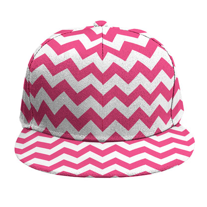 Pink And White Chevron Pattern Print Snapback Cap