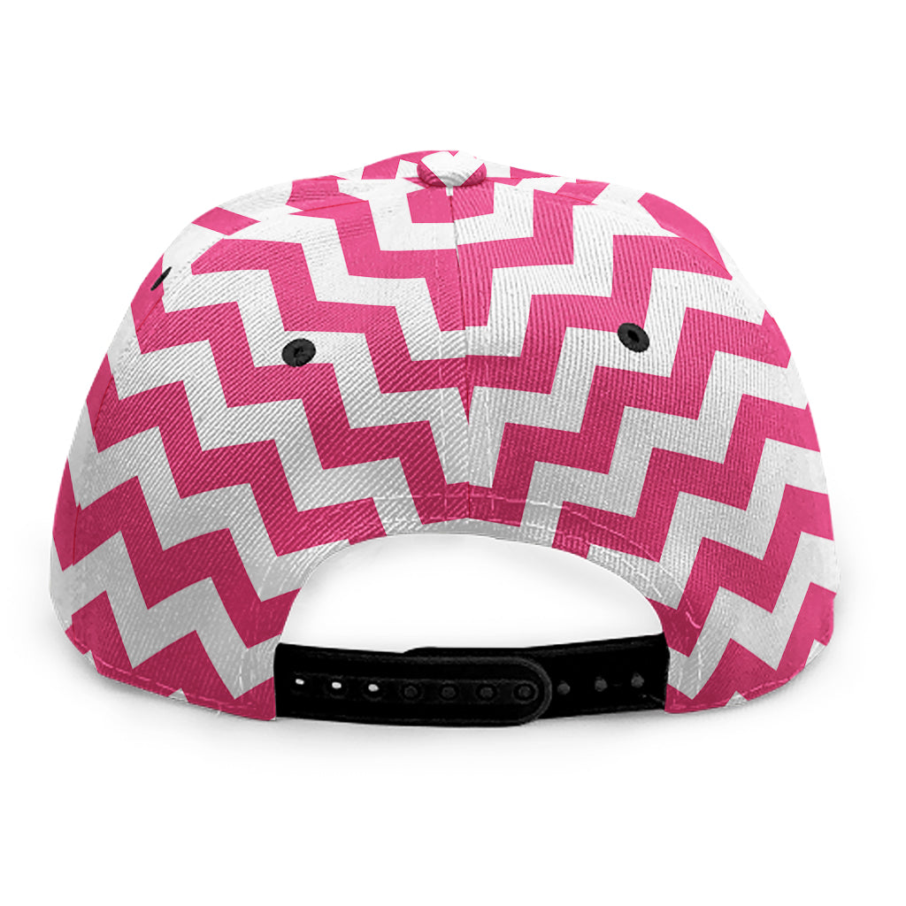 Pink And White Chevron Pattern Print Snapback Cap