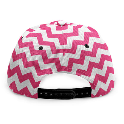 Pink And White Chevron Pattern Print Snapback Cap