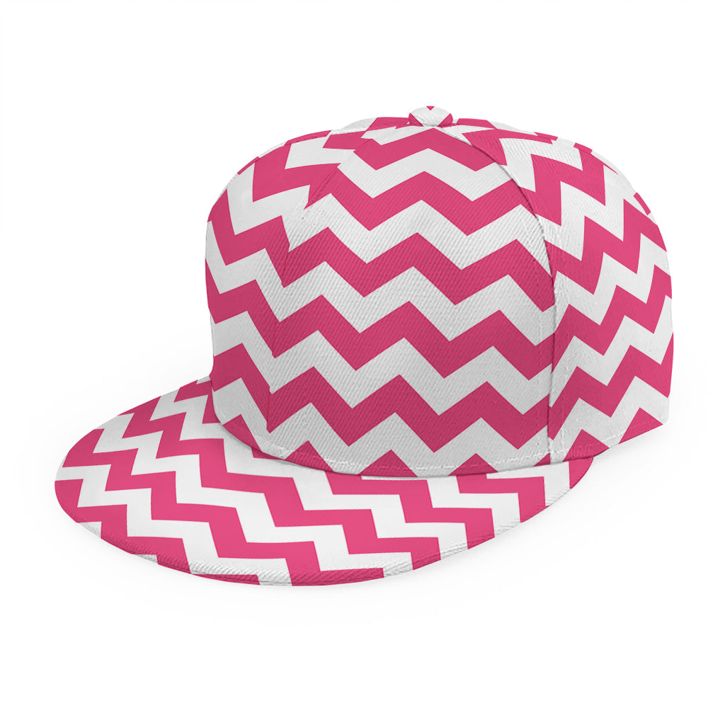 Pink And White Chevron Pattern Print Snapback Cap