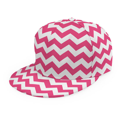 Pink And White Chevron Pattern Print Snapback Cap