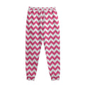 Pink And White Chevron Pattern Print Sweatpants