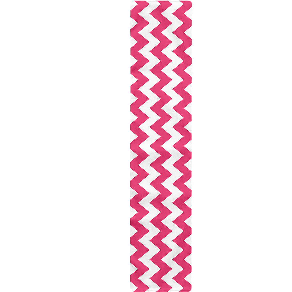 Pink And White Chevron Pattern Print Table Runner