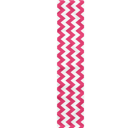 Pink And White Chevron Pattern Print Table Runner