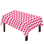 Pink And White Chevron Pattern Print Tablecloth