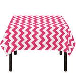 Pink And White Chevron Pattern Print Tablecloth