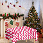 Pink And White Chevron Pattern Print Tablecloth