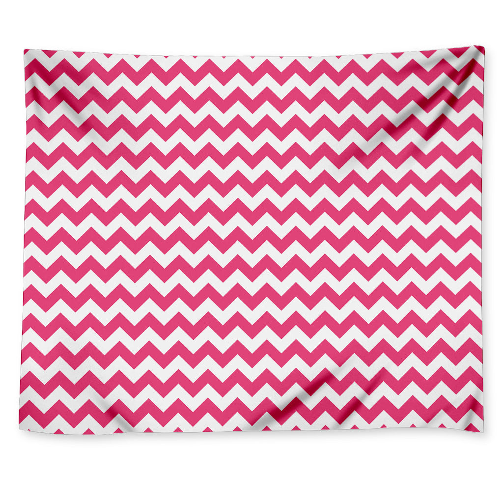 Pink And White Chevron Pattern Print Tapestry