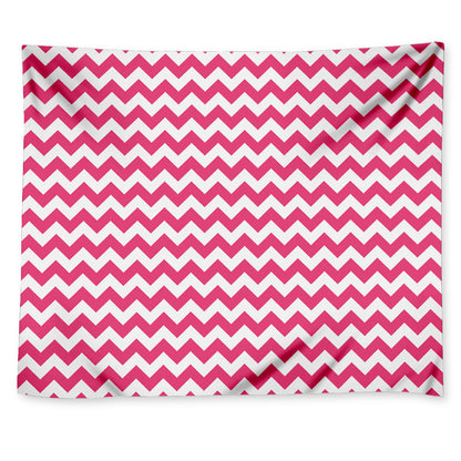Pink And White Chevron Pattern Print Tapestry