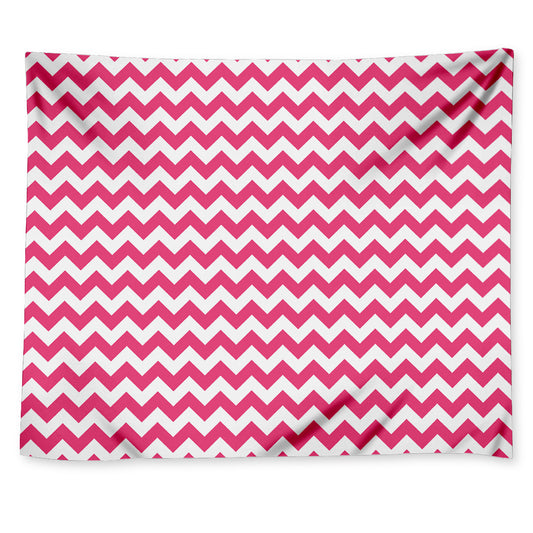 Pink And White Chevron Pattern Print Tapestry