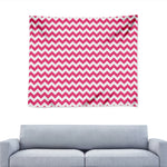 Pink And White Chevron Pattern Print Tapestry