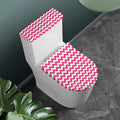 Pink And White Chevron Pattern Print Toilet Lid And Tank Cover Set