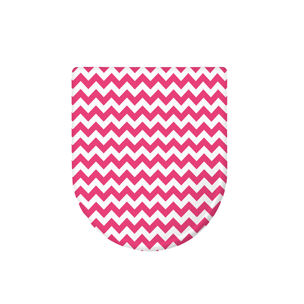 Pink And White Chevron Pattern Print Toilet Lid Cover