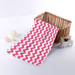 Pink And White Chevron Pattern Print Towel